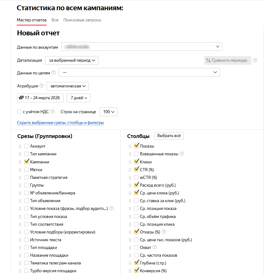 Статистика по всем кампаниям