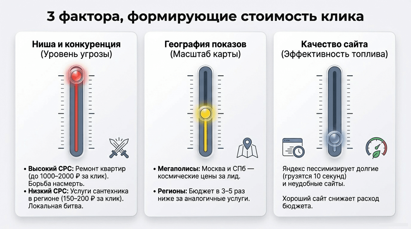 Факторы, формирующие стоимость клика