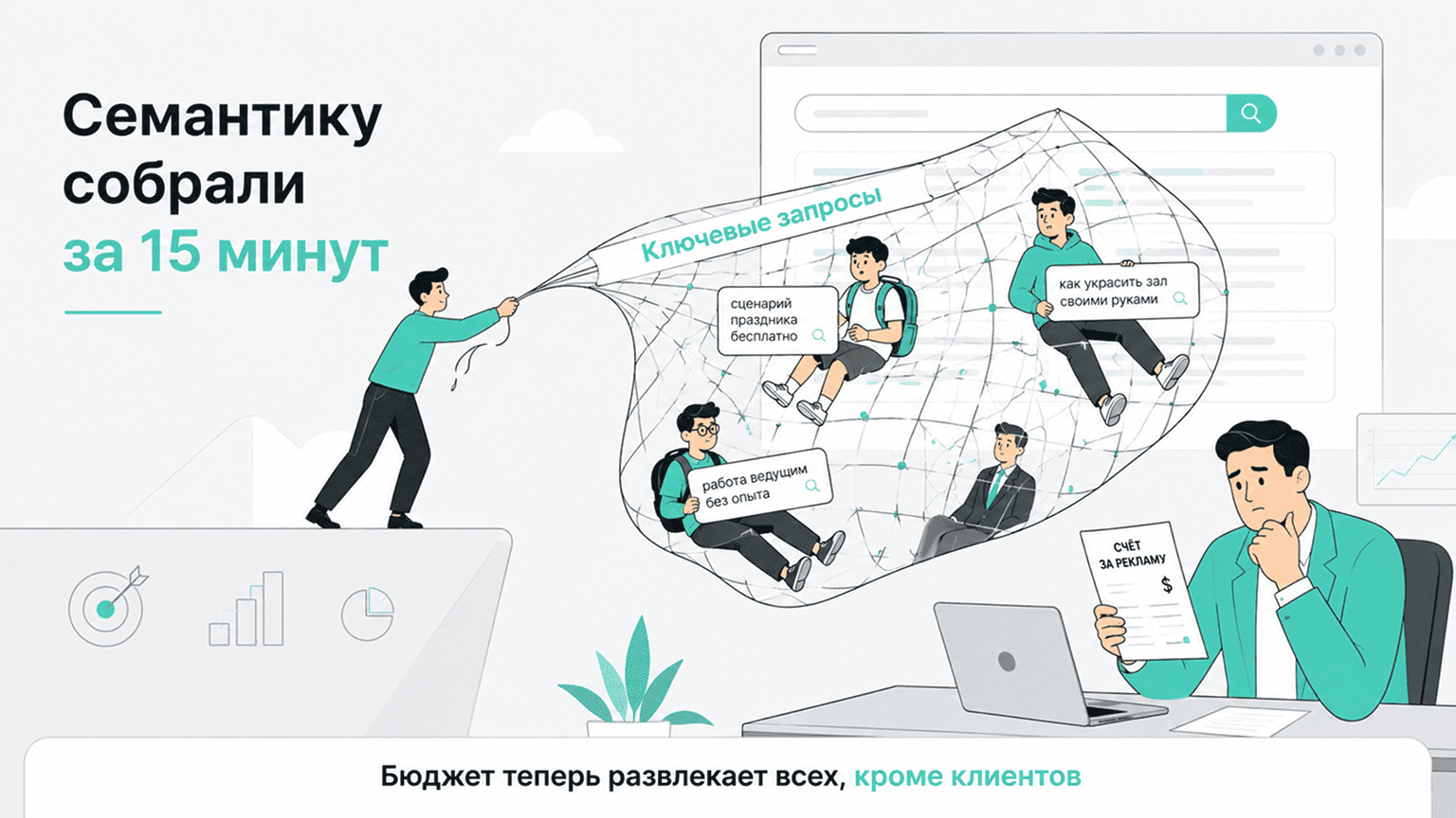 Сбор семантического ядра для рекламы агентства праздников
