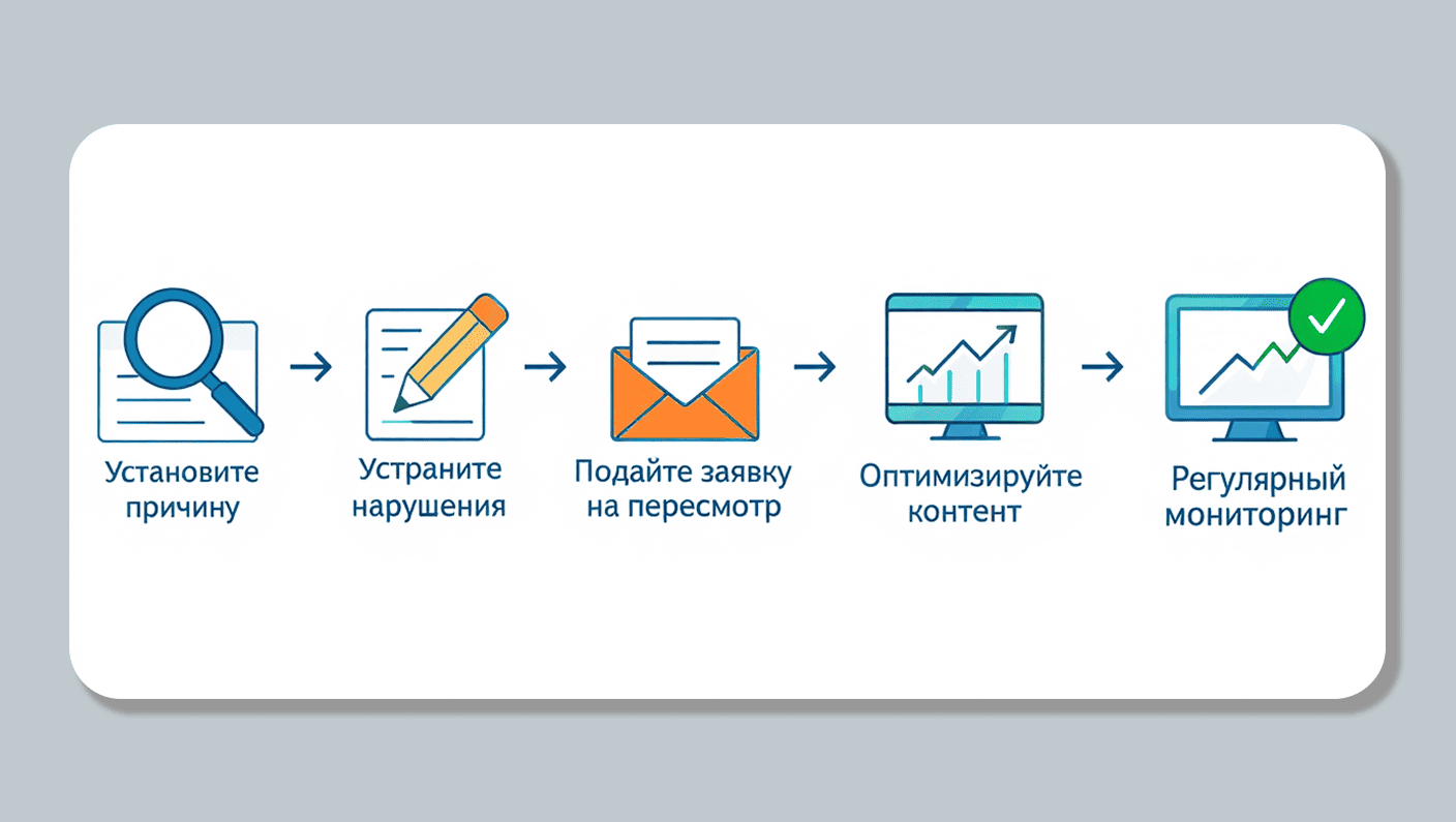 Пошаговые действия при попадании под фильтр